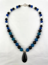 Load image into Gallery viewer, Semi-precious stone necklace with onyx pendant by BlueBird
