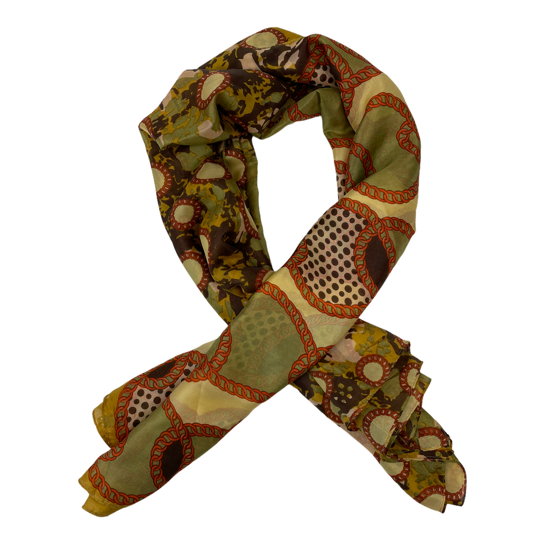 Silk satin scarf with links