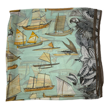 Load image into Gallery viewer, Silk satin scarf with sailboats
