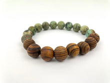 Load image into Gallery viewer, Wenge Wood &amp; African Turquoise Bracelet by Mindmade
