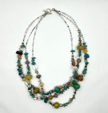 Load image into Gallery viewer, 3-strand semi-precious stone necklace by Moogie
