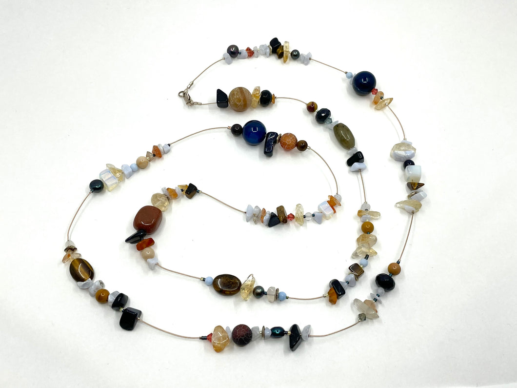 Long semi- precious strand necklace by Moogie