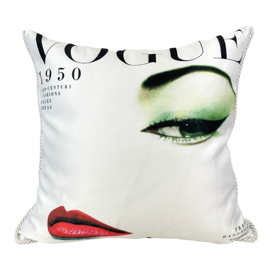 Vogue 1950 White Throw Pillow
