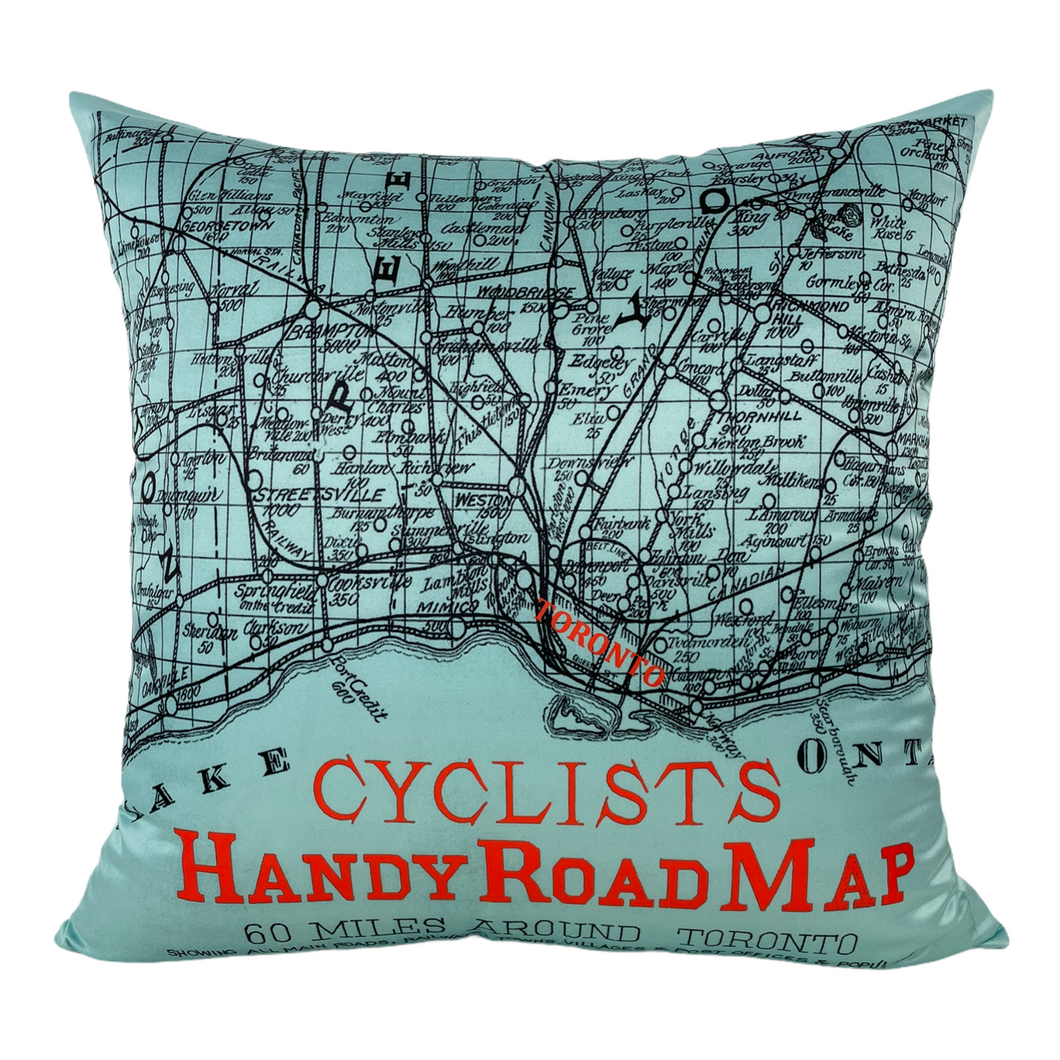 Cyclists Roadmap Teal Throw Pillow