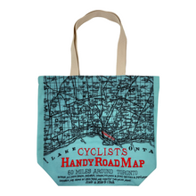 Load image into Gallery viewer, Cyclists Roadmap Teal Tote Bag

