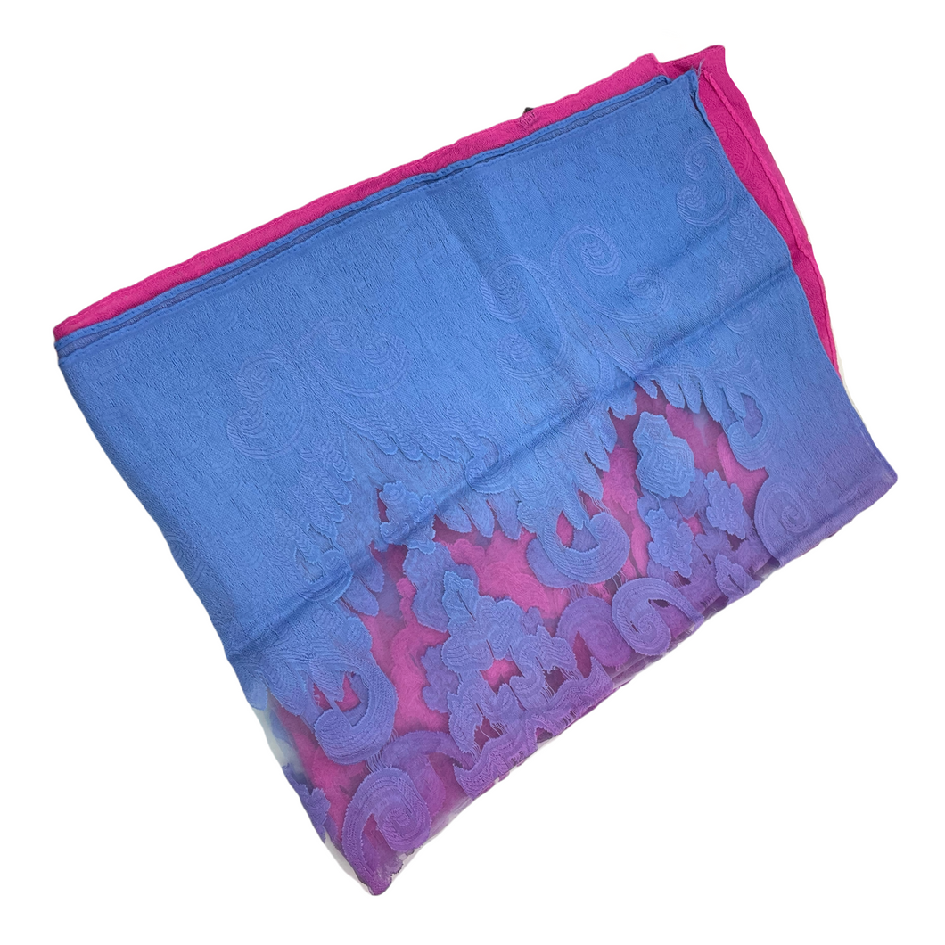 Silk Linen Wrap Blue & Pink