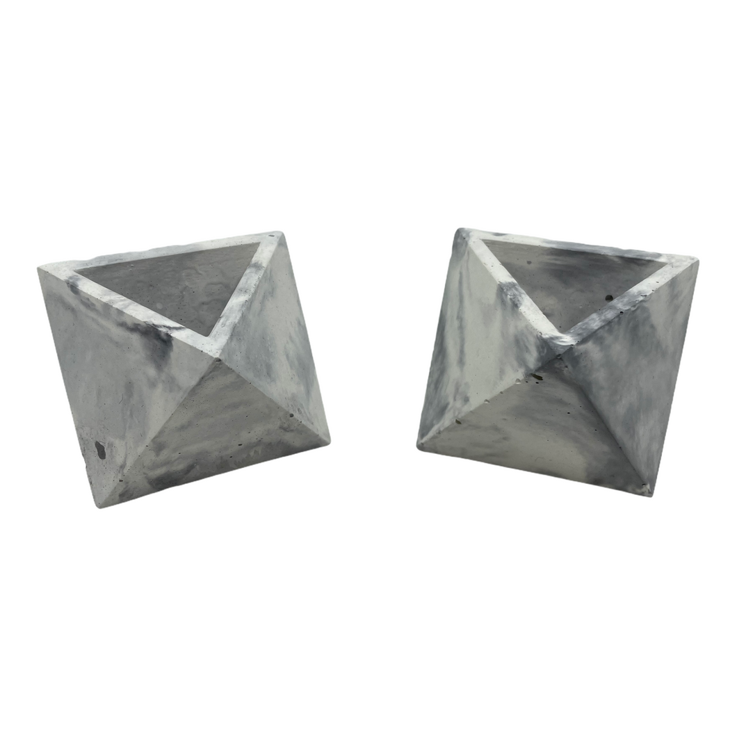 Stone Vase Small Triangle Marbled Set of 2