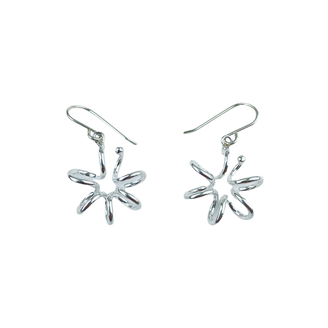 Round silver swirl earrings